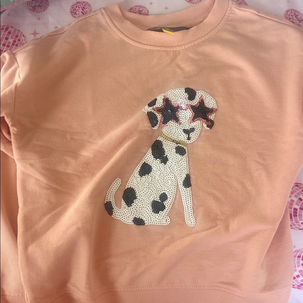 Charming Peach Dog Sweatshirt with Starry Eyes
